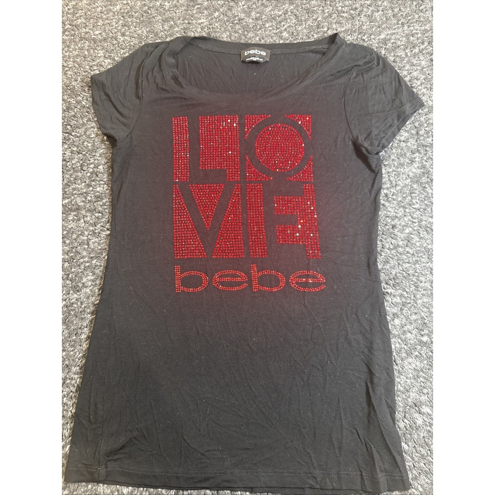 Bebe Women's Shirt Size Medium (made In USA) LOVE Spell Out VTG 90s-Y2K Rare